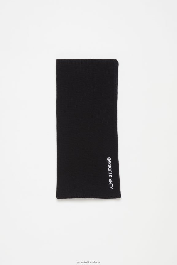 Acne Studios sciarpa con logo ricamato Accessori nero 0N8X446