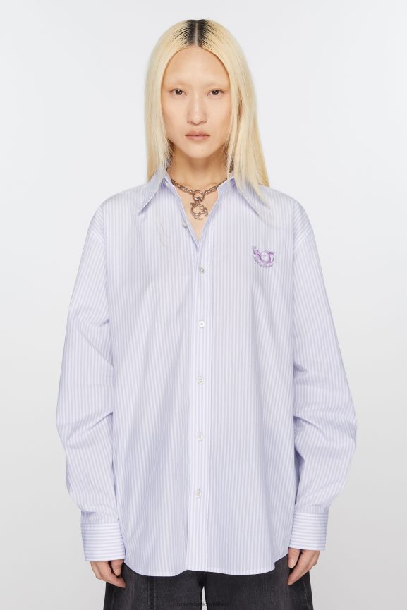 Acne Studios camicia abbottonata abbigliamento lilla/bianco 0N8X376