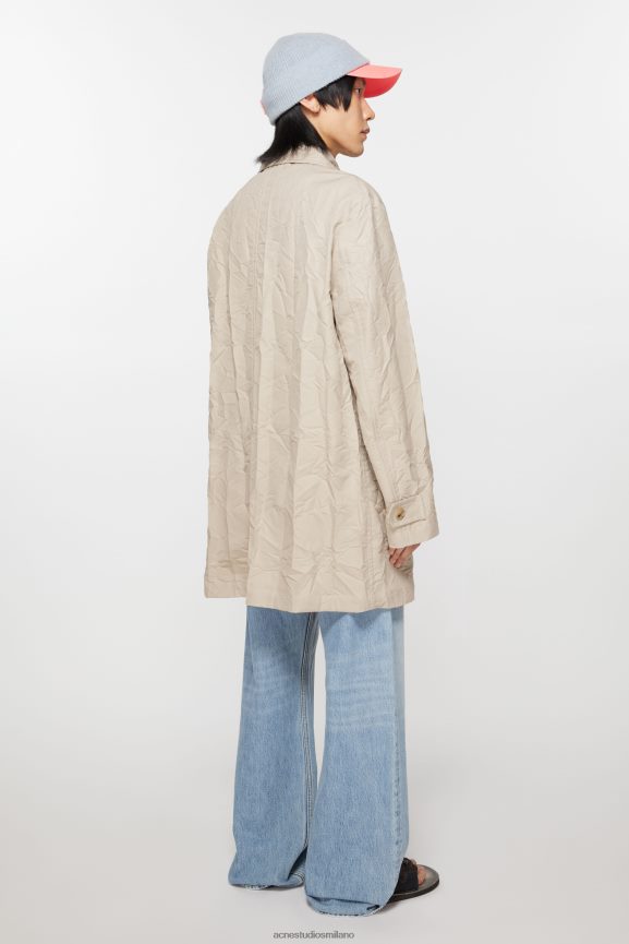 Acne Studios Trench stropicciato abbigliamento beige chiaro 0N8X883