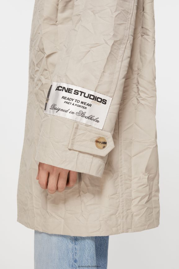 Acne Studios Trench stropicciato abbigliamento beige chiaro 0N8X883