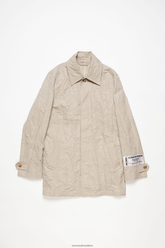 Acne Studios Trench stropicciato abbigliamento beige chiaro 0N8X883