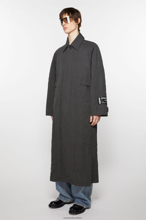 Acne Studios Trench stropicciato abbigliamento grigio scuro 0N8X891