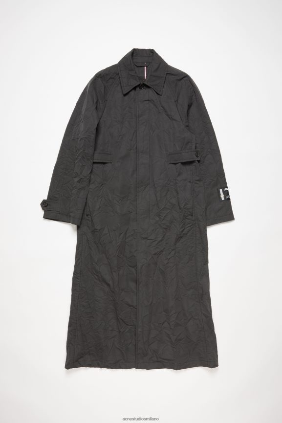 Acne Studios Trench stropicciato abbigliamento grigio scuro 0N8X891