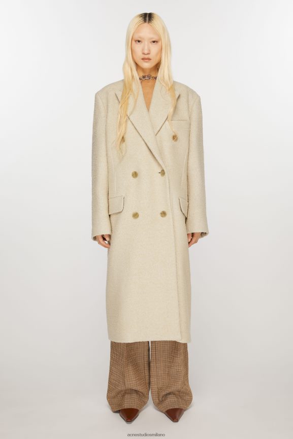 Acne Studios cappotto in lana doppiopetto abbigliamento bianco caldo 0N8X7