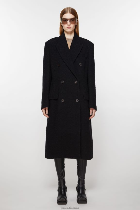 Acne Studios cappotto in lana doppiopetto abbigliamento nero 0N8X1