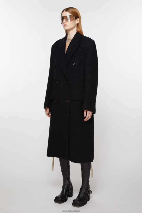 Acne Studios cappotto in lana doppiopetto abbigliamento nero 0N8X1