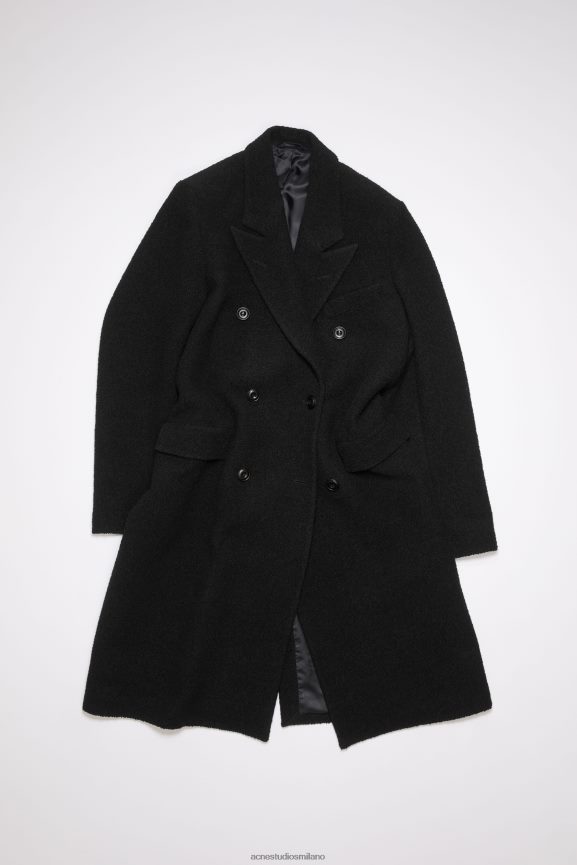 Acne Studios cappotto in lana doppiopetto abbigliamento nero 0N8X1