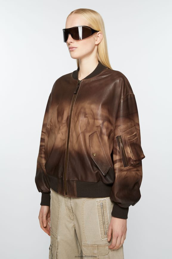 Acne Studios bomber in pelle abbigliamento marrone 0N8X40