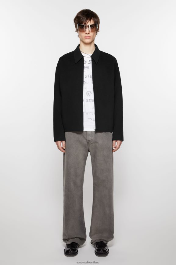 Acne Studios giacca con cerniera in lana abbigliamento nero 0N8X911