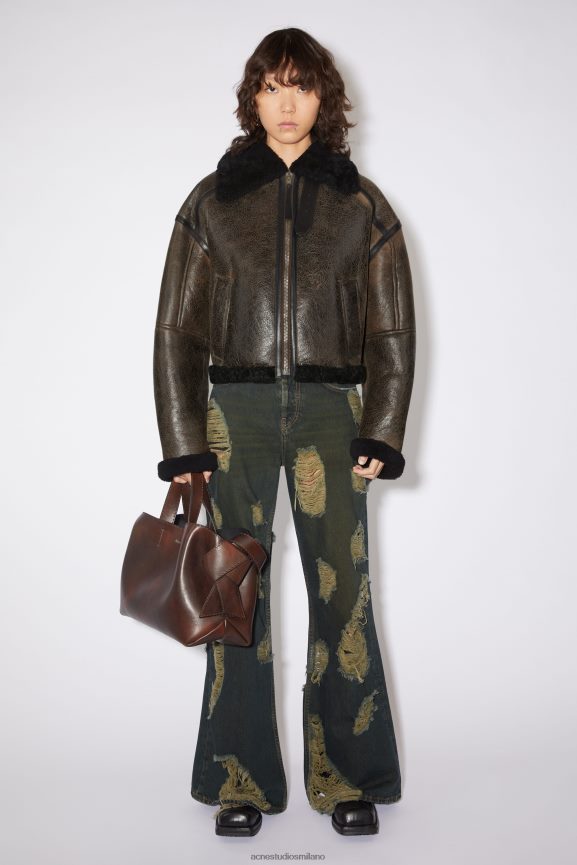 Acne Studios giacca in shearling abbigliamento marrone scuro/nero 0N8X49