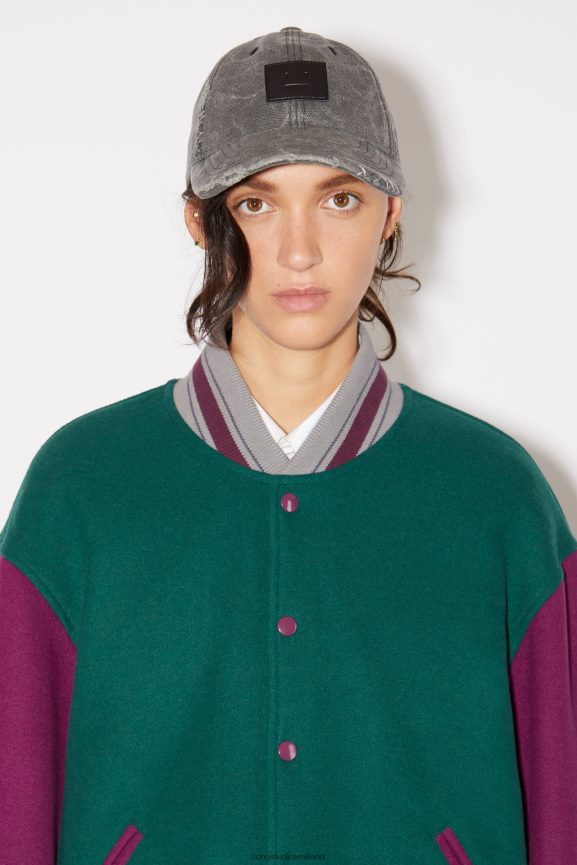 Acne Studios giacca universitaria unisex abbigliamento verde notte 0N8X23