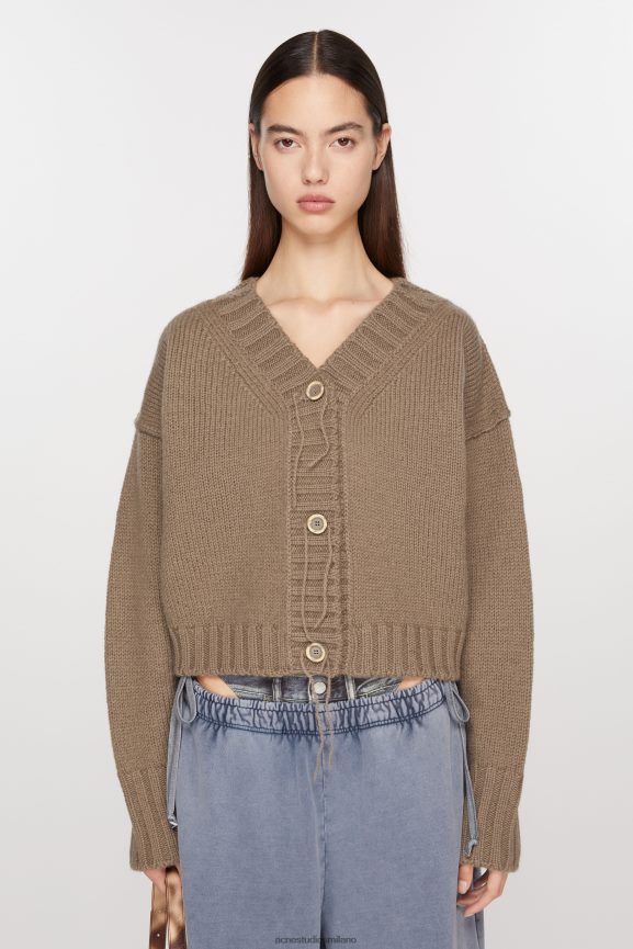 Acne Studios cardigan in maglia abbigliamento marrone fango 0N8X70