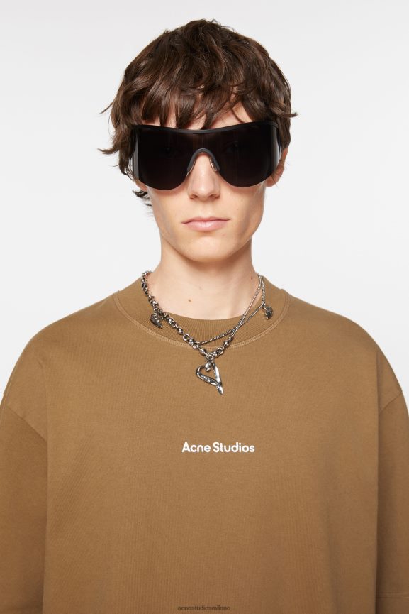 Acne Studios logo della maglietta abbigliamento beige fango 0N8X1089