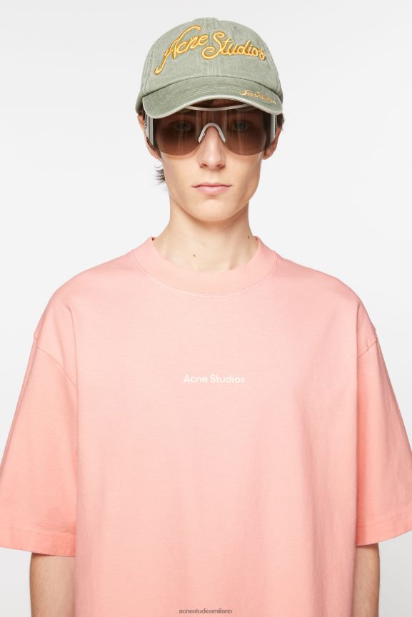 Acne Studios logo della maglietta abbigliamento rosa pallido 0N8X1108