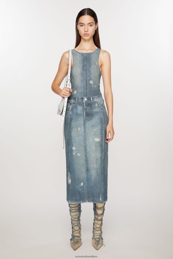 Acne Studios gonna stampata abbigliamento blu denim 0N8X248