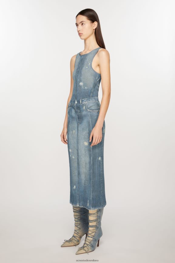 Acne Studios gonna stampata abbigliamento blu denim 0N8X248