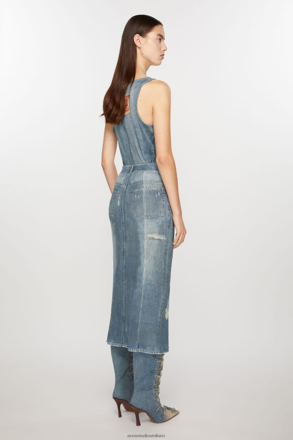 Acne Studios gonna stampata abbigliamento blu denim 0N8X248