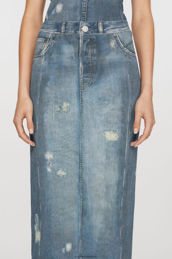 Acne Studios gonna stampata abbigliamento blu denim 0N8X248