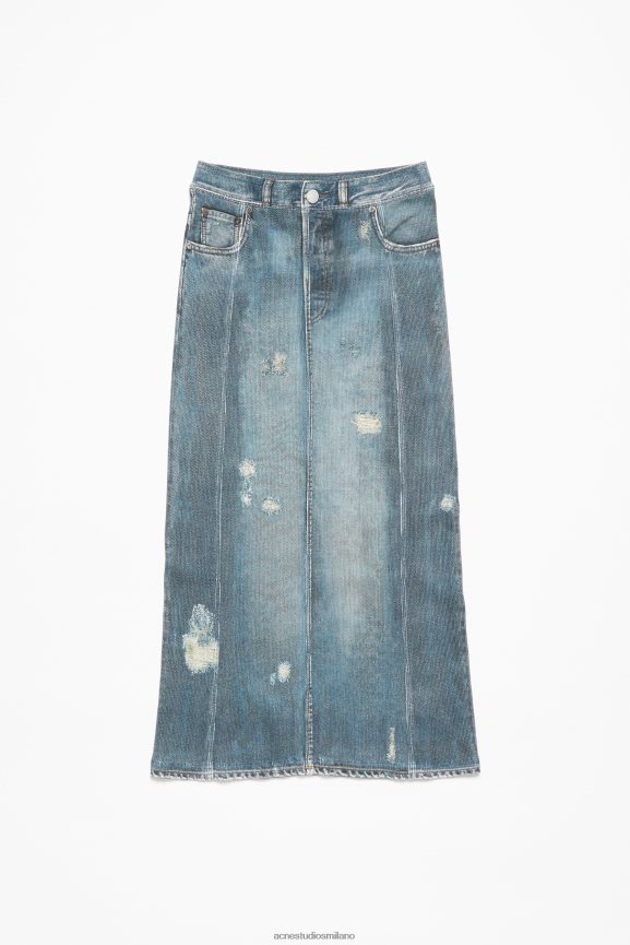 Acne Studios gonna stampata abbigliamento blu denim 0N8X248