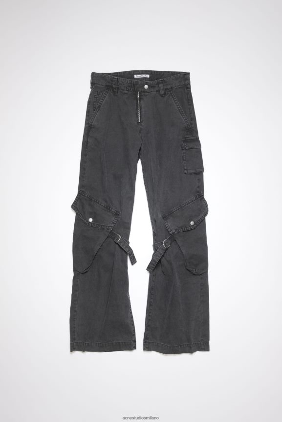 Acne Studios pantaloni cargo abbigliamento nero lavato 0N8X323