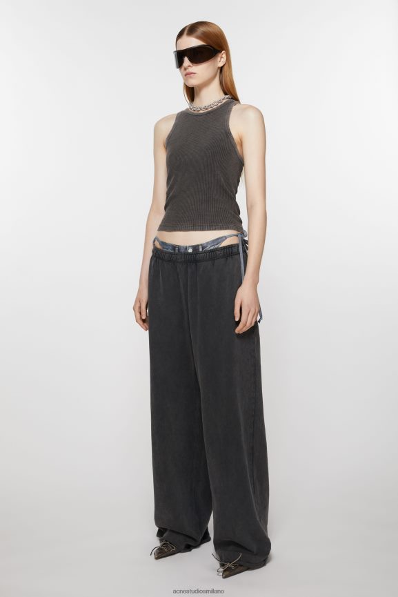 Acne Studios pantaloni della tuta abbigliamento nero sbiadito 0N8X297