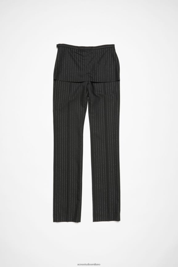 Acne Studios pantaloni gessati sartoriali abbigliamento nero 0N8X1042